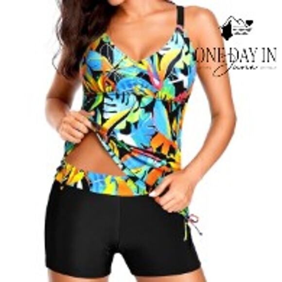 Tempt Me Boyshort Draw String Tankini Swimsuit Size M - Picture 1 of 5